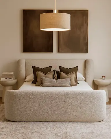 Modern Boucle Upholstered Bed Frame