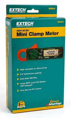 Extech 380941 200A AC/DC Mini Clamp Meter Brand New Sealed