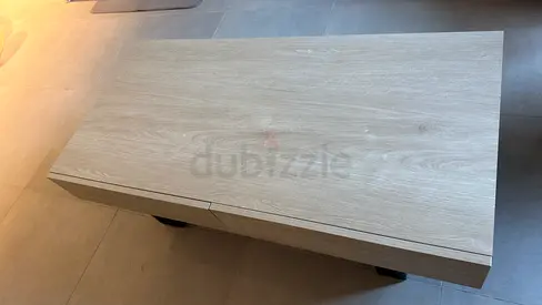 Light oak rectangular coffee table with storage drawers - good condition