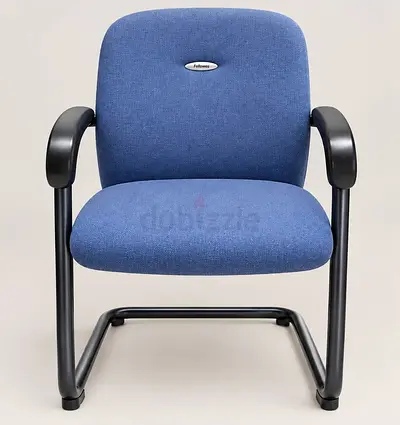 Blue Fabric Office Guest Chair - Stackable Frame