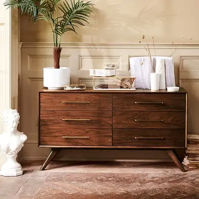 Modern Walnut weight west elm Wood Dresser with 6 Drawers