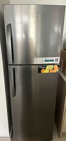 Used double-door Super General stainless steel refrigerator - good condition