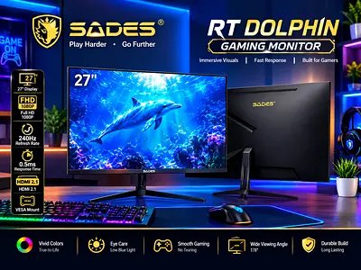 SADES RT Dolphin 27" FHD 240Hz Gaming Monitor - 0.5ms, HDMI 2.1