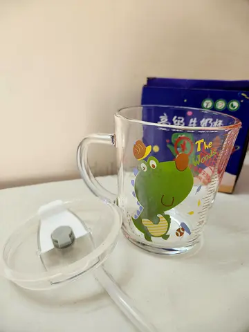 Clear baby Glass cup with handle