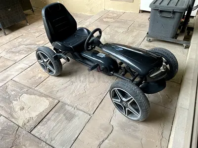 Black Mercedes Go-Kart Pedal Ride-On for Kids — Sturdy 4-Wheel Toy Car