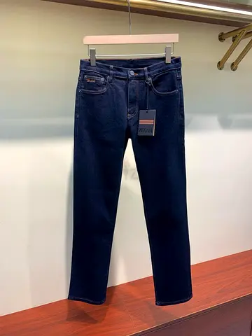 Dark blue straight-leg men's jeans with tags - new