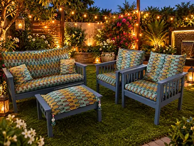Wooden garden sofa with stole