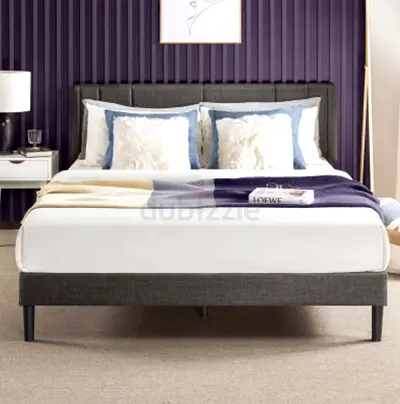 Black Velvet Upholstered Platform Bed