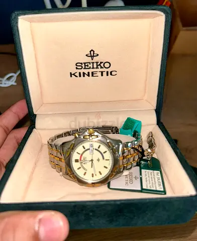 Seiko Kinetic VINTAGE watch day date two tone watch