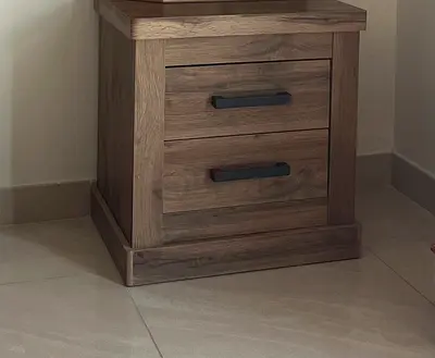 Solid wood bedside table / nightstand with two drawers
