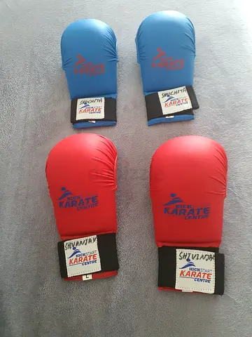 Pair of Karate Sparring Gloves (Red and Blue) - Good Condition