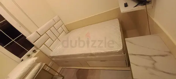 Modern White Bed Set with Storage and Padded Headboard