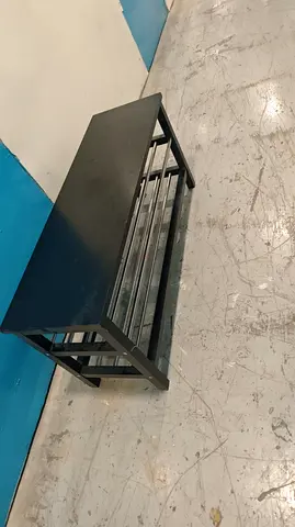 Small black metal shoe rack / bench - sturdy and compact