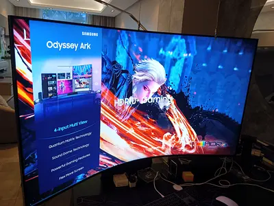 Samsung Odyssey Ark 2nd Gen G97NC) is a premium, massive 55-inch curved 4K UHD gaming monitor 165hz