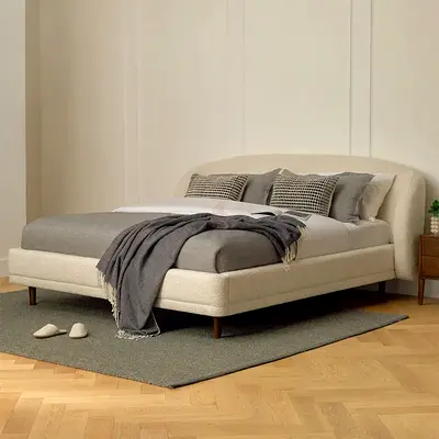 Semi round wings thick super king boucle bed