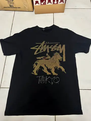 Black Stussy Graphic T-shirt, Size Unknown, Good Condition