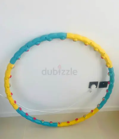 Weighted Massage Hula Hoop – Foldable Exercise Hoop (Blue & Yellow)