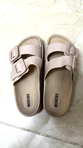 Light pink Monobo double-strap slide sandals, size 37