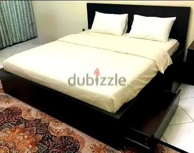 Ikea king size bed with mattress and storage drawers