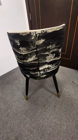 Beige Upholstered Accent Chair with Curved Backrest