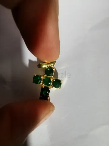 ✨ BRAND NEW! Artisan Solid Gold Cross Pendant with Natural Colombian Emeralds ✨