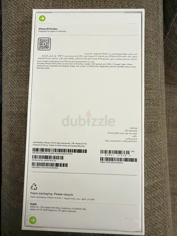 iPhone 18 pro max 1 TB burgundy TDRA