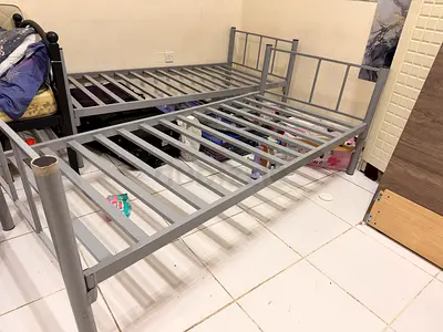 Sturdy Metal Single/Twin Bed Frame with Headboard and Slats - Gray