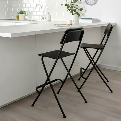 2 Black Folding Bar Stools - IKEA