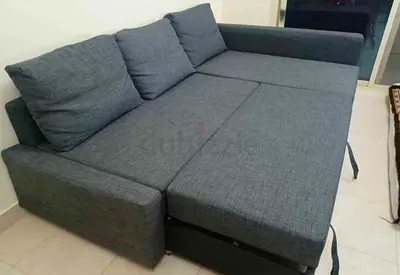 IKEA L shap Sofa store cum bed Gray color