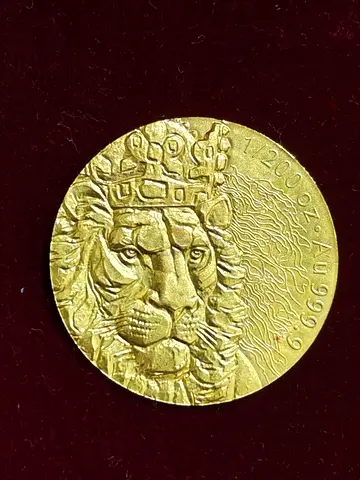 Czech Mint Gold Lion Round 1/20 oz AU .999 2026 - Collectible Coin 24 carat pure gold