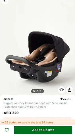 Giggles Journey Infant Car Seat with Side Impact Protection (Never Used)