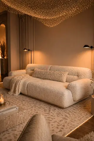 New stylish comfortable 3 seater cloud boucle puffy lounge sofa