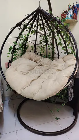 Hanging Egg Swing Chair with Cushion - Dark Brown
