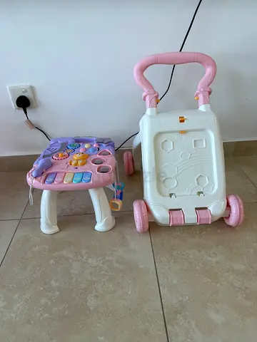 Pink Baby Walker and Activity Table Set - Excellent Condition