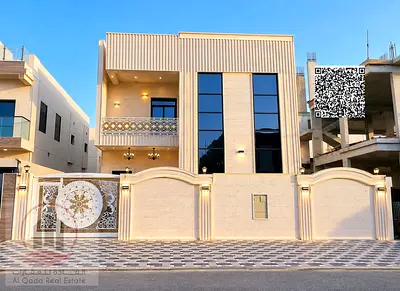 Villa for sale in Ajman, Al Yasmin area. 5 master bedrooms, living room, majlis, maid's room. Freehold ownership for all nationalities. Bank financing