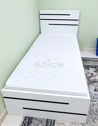 Brand new single 90x190 size wood Bed including mattress available