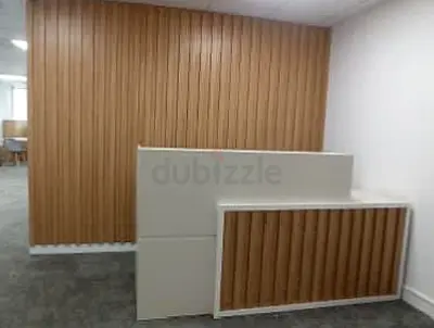 Office reception desk with matching slatted Custom Made