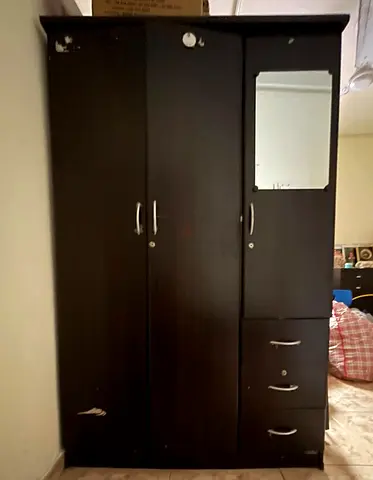 3 Door Brown Wardrobe