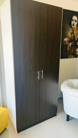 Two-door dark wood wardrobe / cupboard in good condition