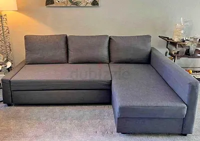 Modern Gray L-Shaped Sofa Bed with Chaise Lounge