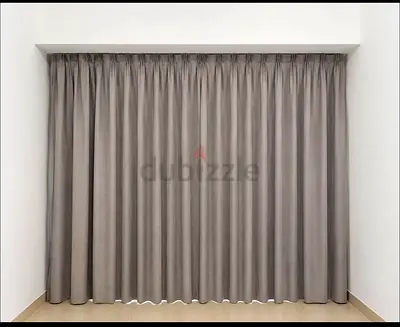 Grey Full-Length Pleated Curtains - 1 Set (Ready to Install)