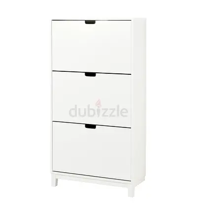 White 3-Drawer Shoe Cabinet / Storage Cupboard - 79x29x148 cm