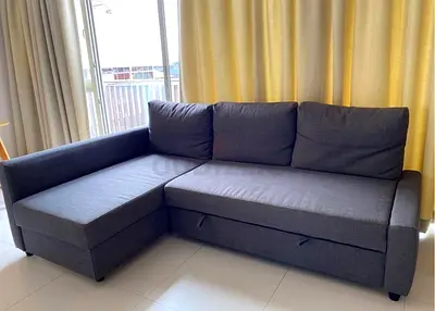 Grey L-Shaped Sectional Sofa Bed