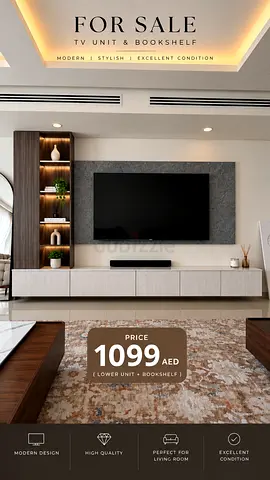 Modern TV Unit and Bookshelf - Excellent Condition