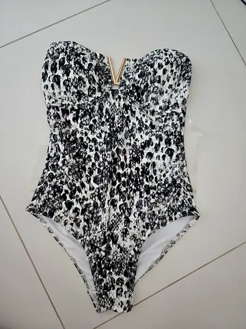 Black and white patterned one-piece women's swimsuit - size M