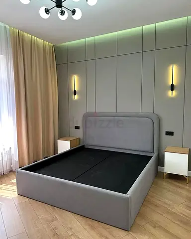 Modern Upholstered Bed Frame with Matching Nightstands