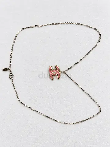 Chanel Pink CC Logo Pendant Necklace - Made in France, Vintage 08P