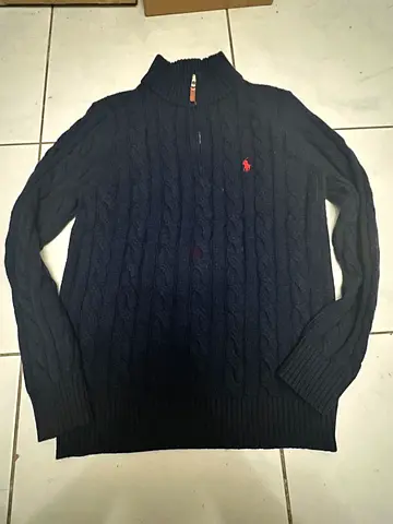 Navy Ralph Lauren Cable Knit Half-Zip Sweater - Medium