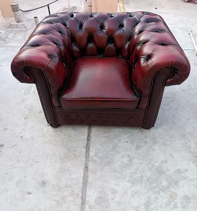 Leather Sofa Red Chesterfield 1 Seater