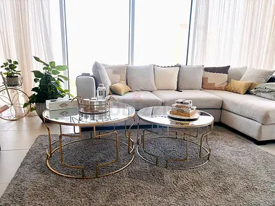 Elegant gold and mirrored coffee tables - Set of 2